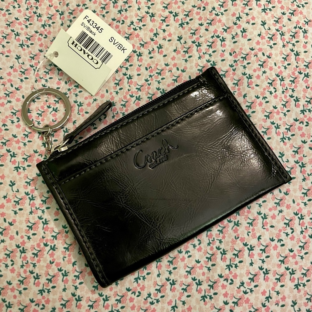 NWT Black Patent Leather Card Wallet